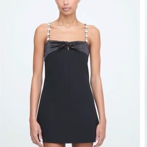 Hill House Black Mini Dress with Embellished Straps